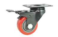 100 つの mm の錠の赤い車輪の旋回装置の足車の車輪 PU の黒ブラケット