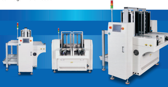 品質 SMTシリーズPCBコンベヤーマシン/デュアルマガジン卸機 境界寸法 1475x1475x1220mm PCB高さ 900±20mm 工場