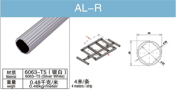 記号論理学の棚のために銀色のAL-Rのあたりの直径28mmのアルミ合金の管6063 T5きっかり